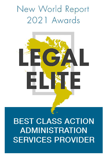 Best Class Action Administration Services Provider, Legal Elite (2021); Presented by New World Report