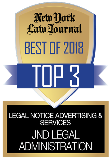 Best Legal Notice Advertising & Services, Top 3 (2018); Presented by the New York Law Journal