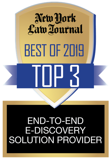 Best End-to-End E-Discovery Solution Provider, Top 3 (2019); Presented by the New York Law Journal